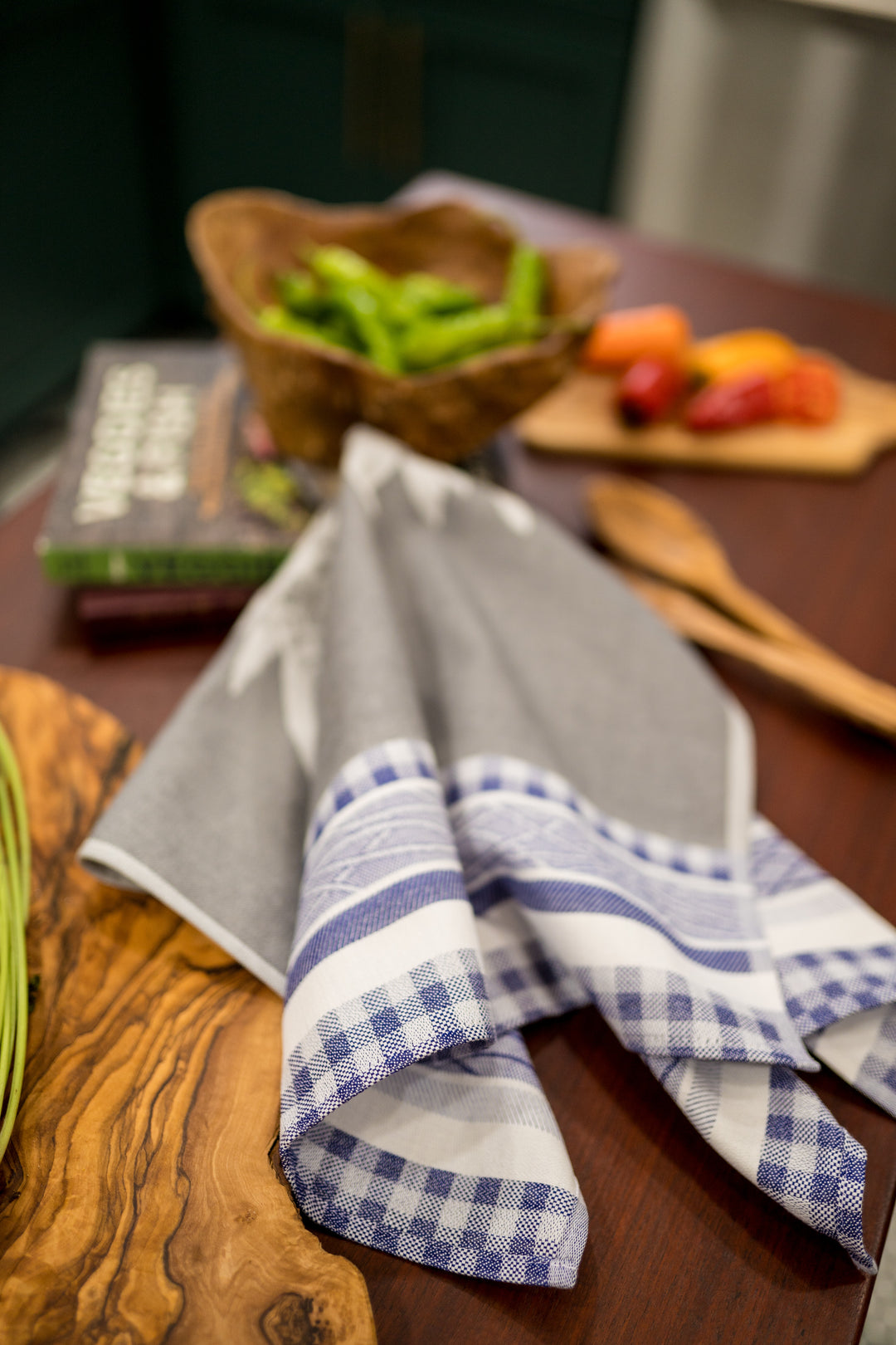 Edelweiss Jacquard Woven Kitchen Tea Towel - Blue - Crystal Arrow