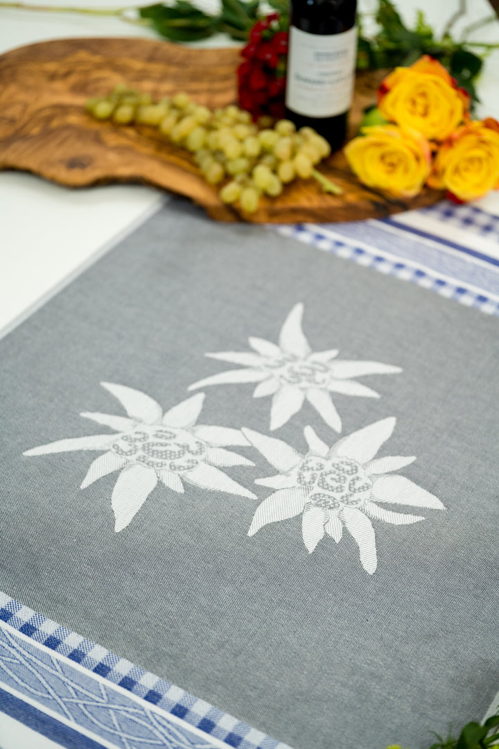 Edelweiss Jacquard Woven Kitchen Tea Towel - Blue - Crystal Arrow