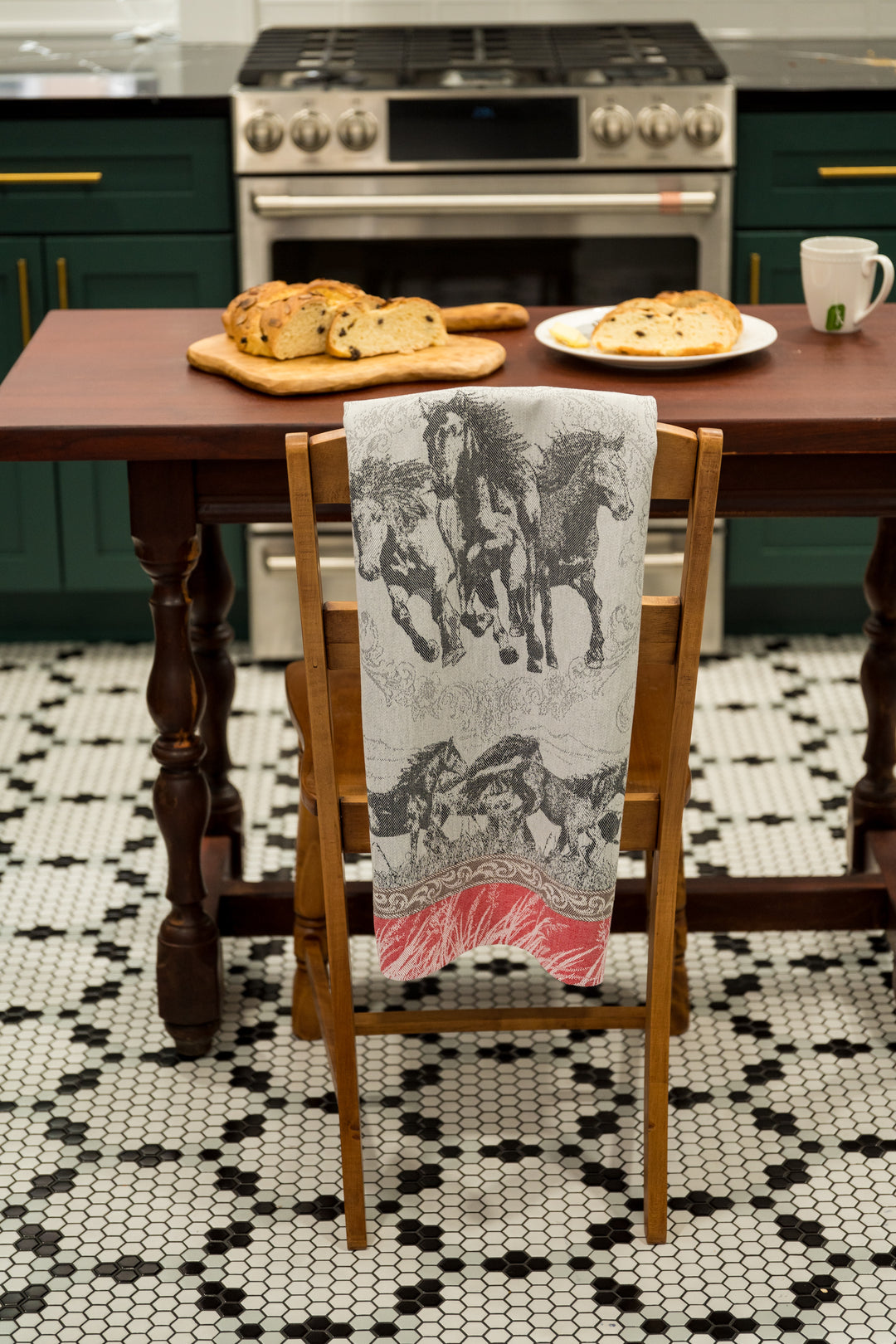 Mustang Trio Jacquard Woven Kitchen Tea Towel - Red - Crystal Arrow