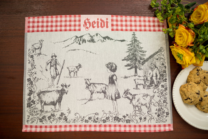 Heidi Swiss Alps Jacquard Tea Towel - Red