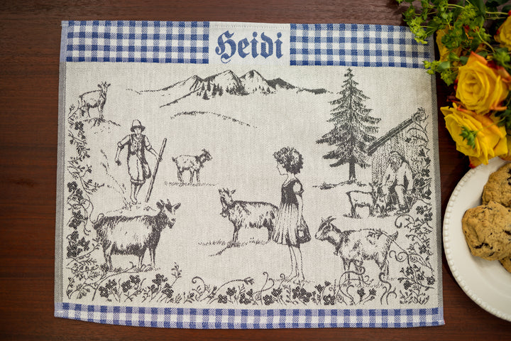 Heidi Swiss Alps Jacquard Tea Towel - Blue