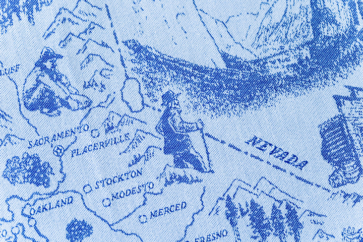 California State Map Jacquard Woven Kitchen Tea Towel - Blue - Crystal Arrow