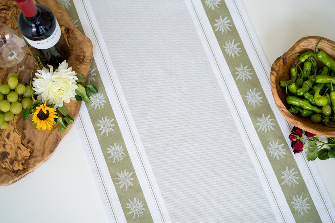 Edelweiss Jacquard Woven Kitchen Tea Towel - Side Variation - Green - Crystal Arrow