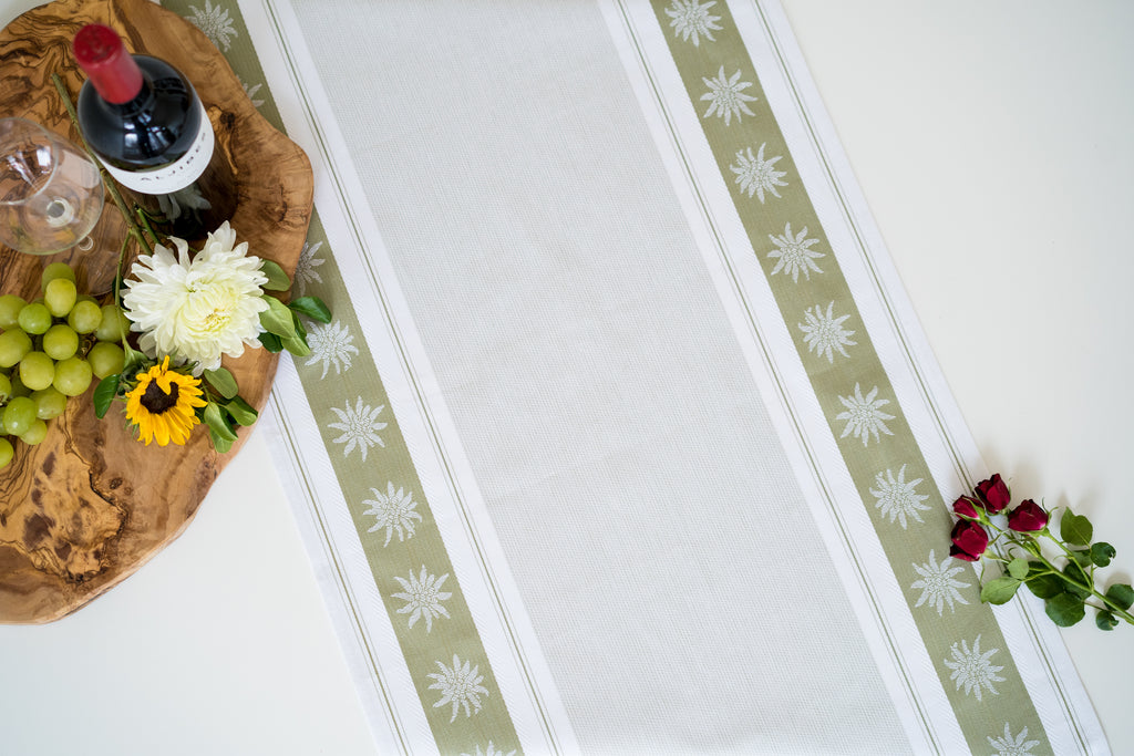 Edelweiss Jacquard Woven Kitchen Tea Towel - Side Variation - Green - Crystal Arrow