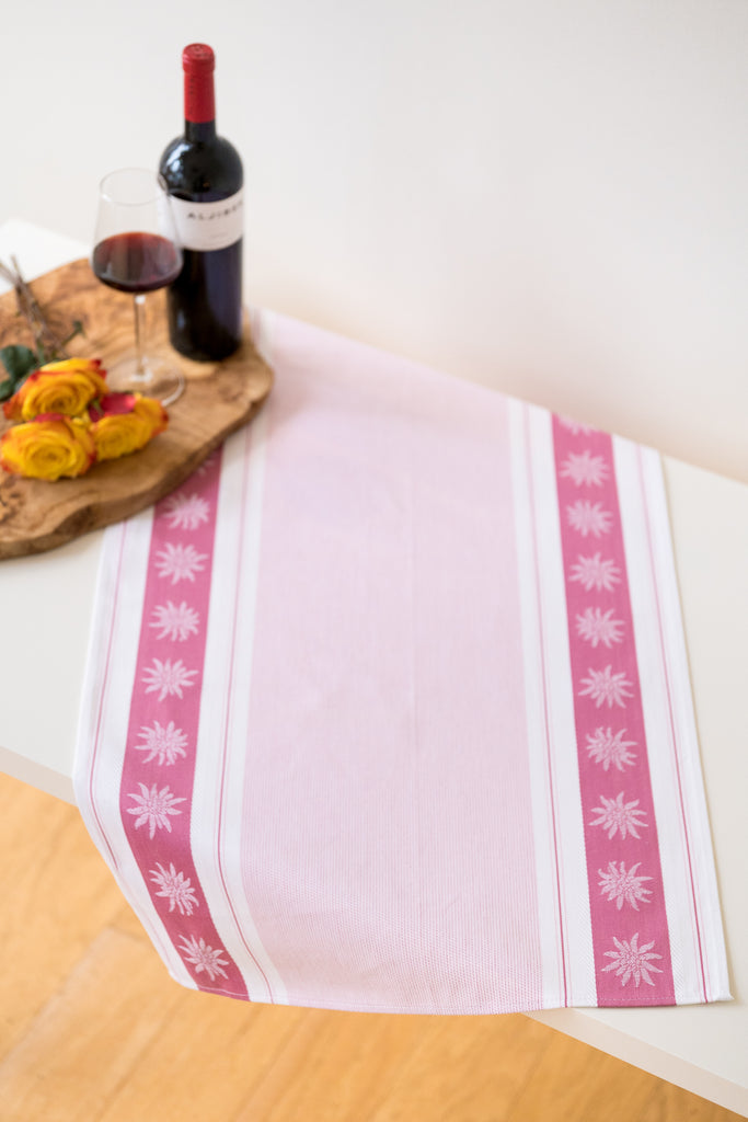 Edelweiss Jacquard Woven Kitchen Tea Towel - Side Variation - Red - Crystal Arrow