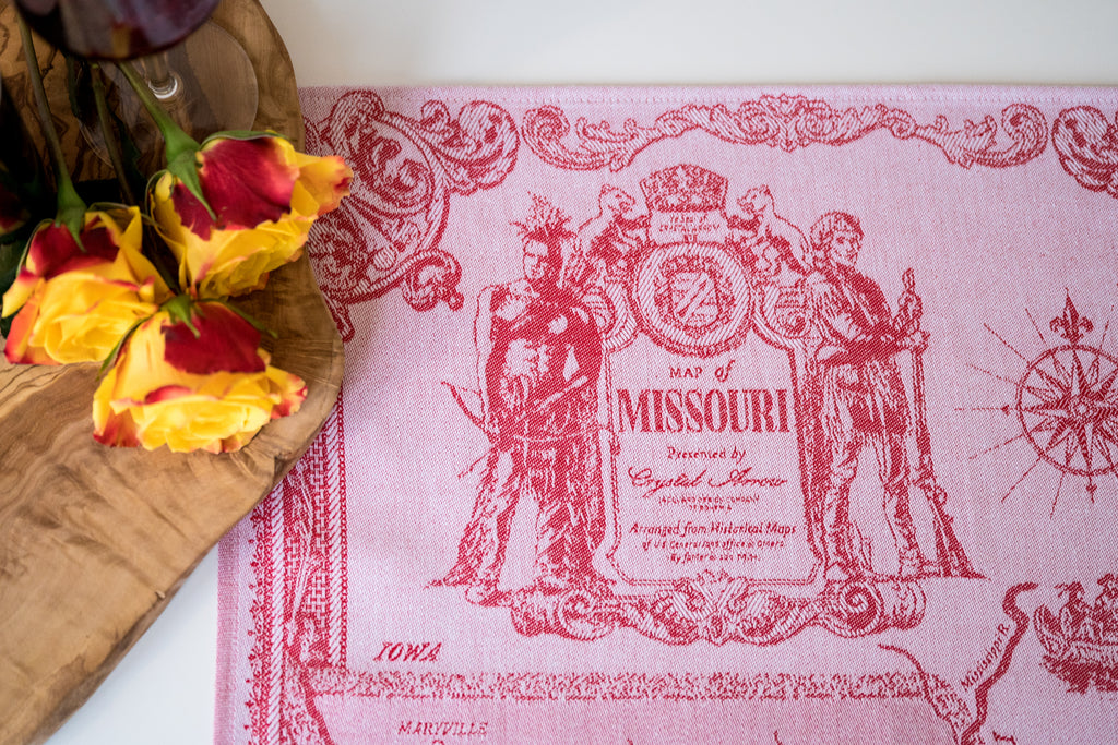 Missouri Jacquard Woven Kitchen Tea Towel - Missouri State Map - Red - Crystal Arrow