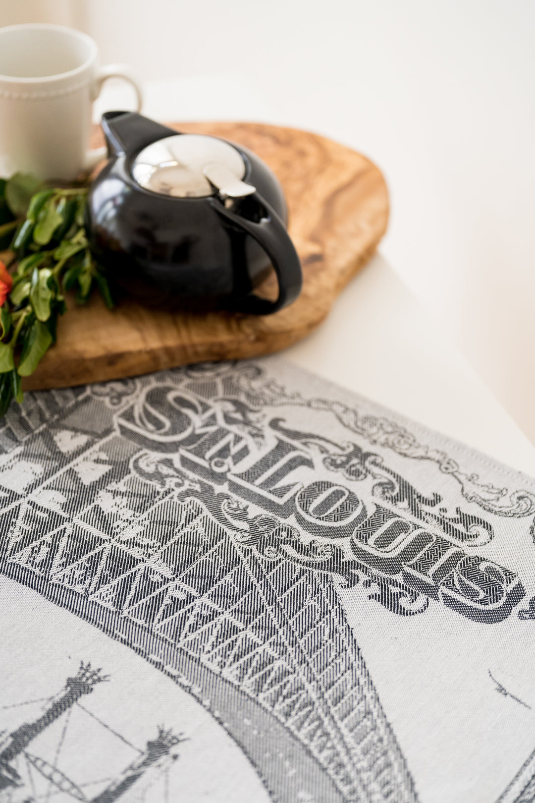 St Louis Jacquard Woven Kitchen Tea Towel - Black - Crystal Arrow