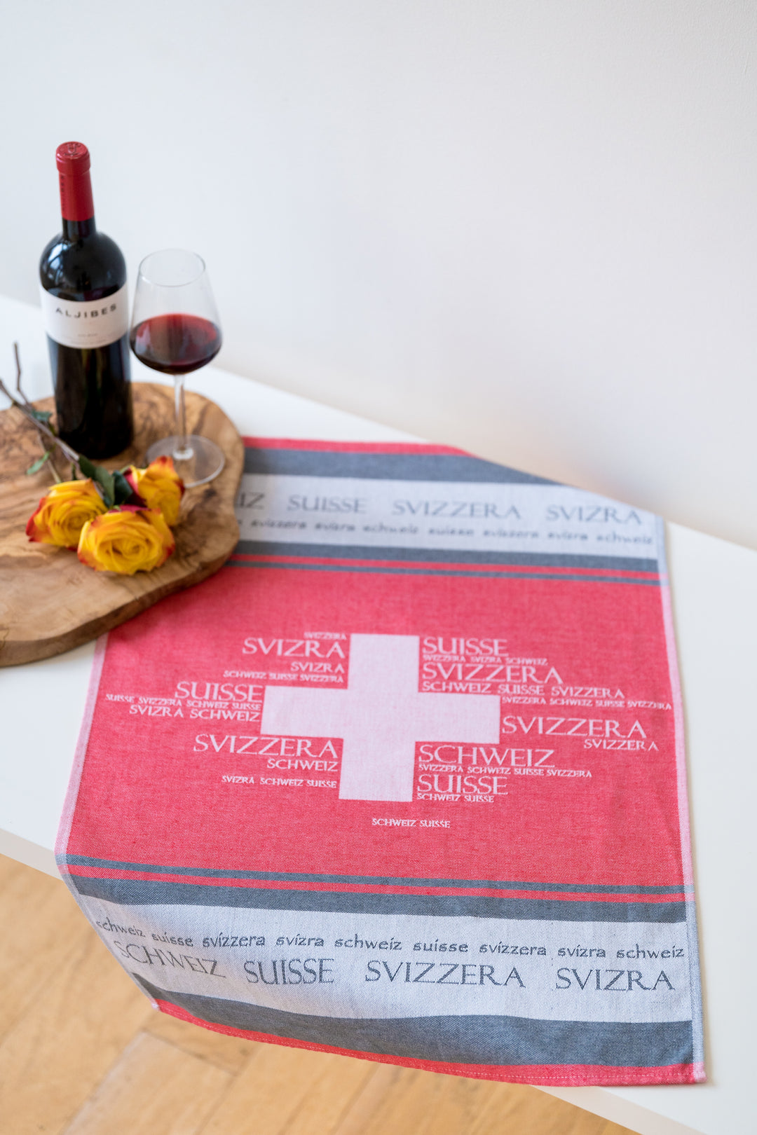 Switzerland Jacquard Woven Kitchen Tea Towel - Red - Crystal Arrow