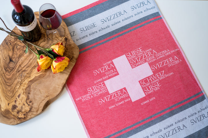 Switzerland Jacquard Woven Kitchen Tea Towel - Red - Crystal Arrow