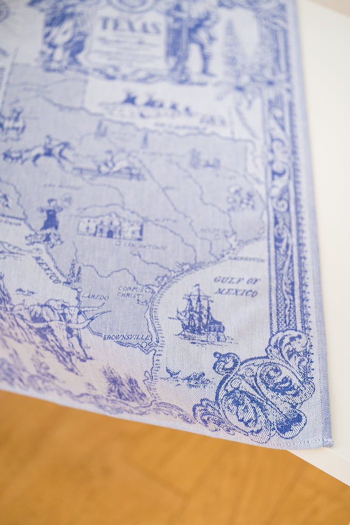 Texas State Map Jacquard Woven Kitchen Tea Towel - Blue - Crystal Arrow