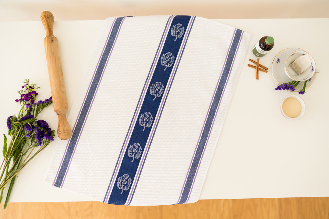 Scottish Thistle Jacquard Woven Kitchen Tea Towel - Crystal Arrow