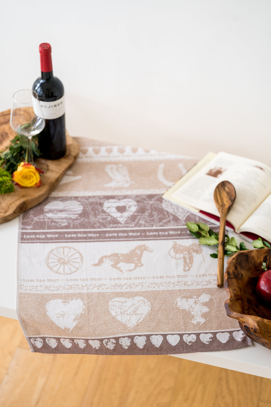 Love Old West Jacquard Woven Kitchen Tea Towel - Brown - Crystal Arrow