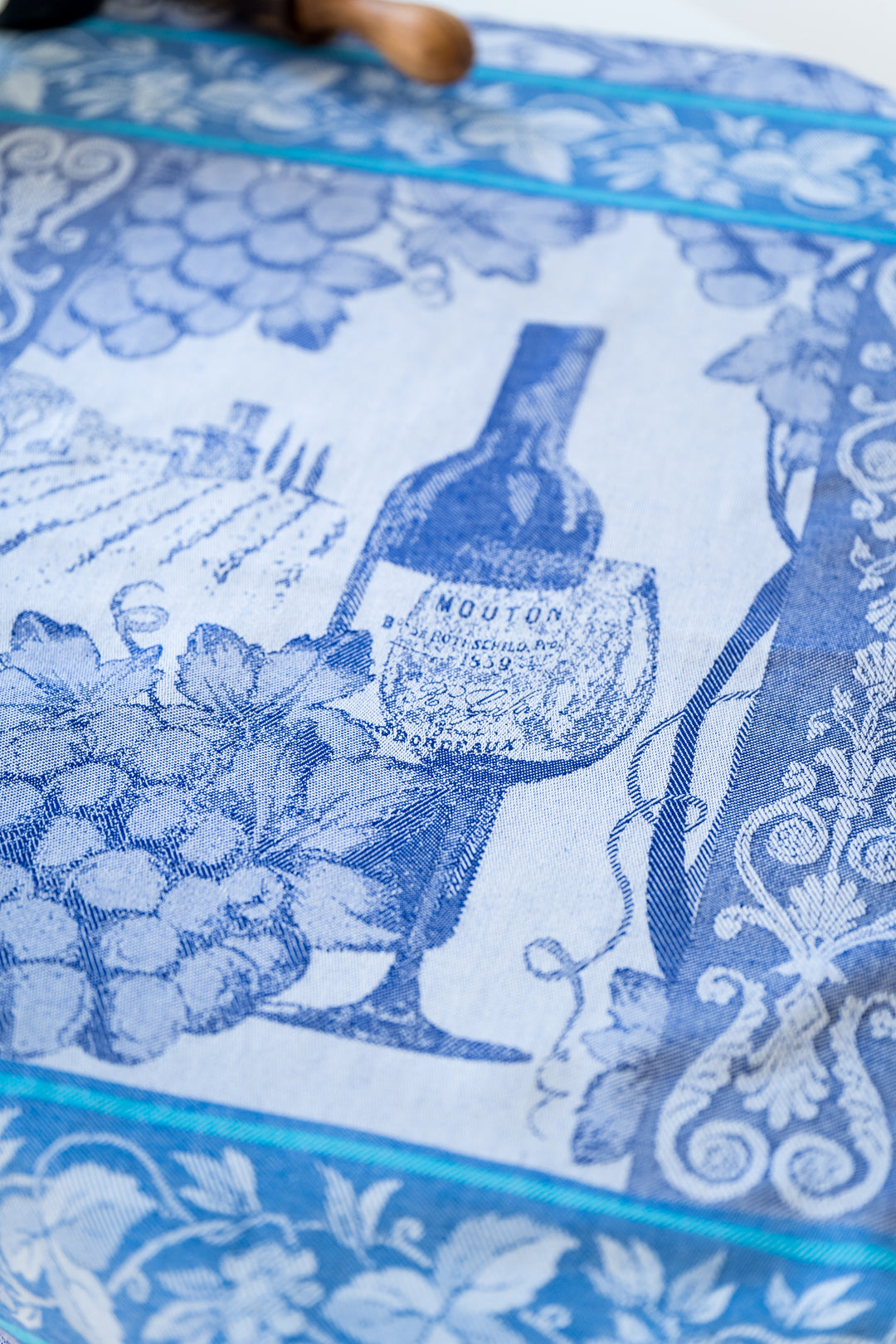 Wine Jacquard Woven Kitchen Tea Towel - Blue - Crystal Arrow