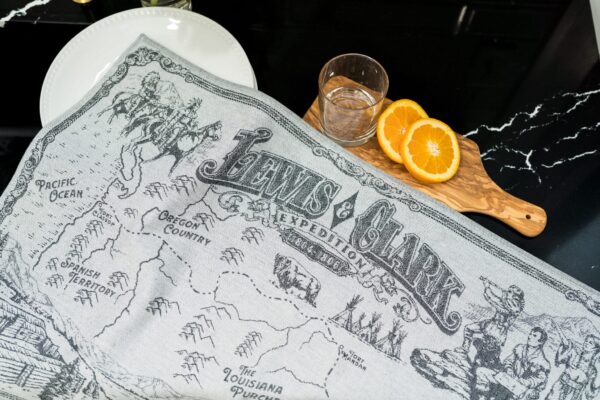 Crystal Arrow Lewis & Clark Expedition Map Jacquard Cotton Tea Towel