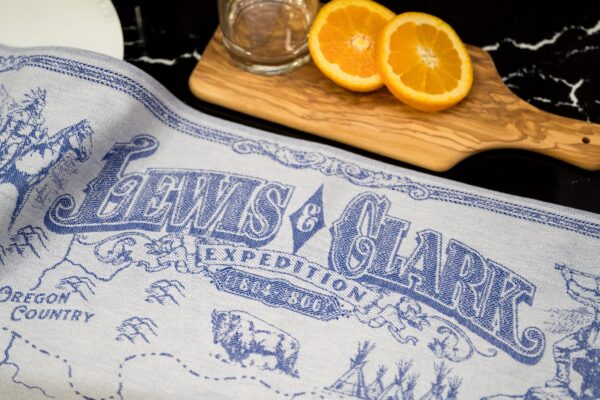 Crystal Arrow Lewis & Clark Expedition Map Jacquard Cotton Tea Towel