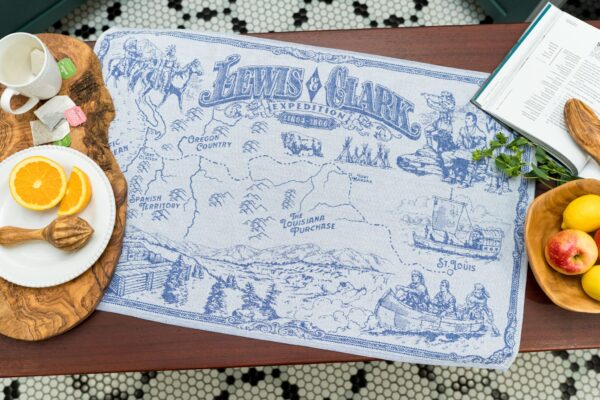 Crystal Arrow Lewis & Clark Expedition Map Jacquard Cotton Tea Towel
