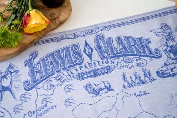 Crystal Arrow Lewis & Clark Expedition Map Jacquard Cotton Tea Towel
