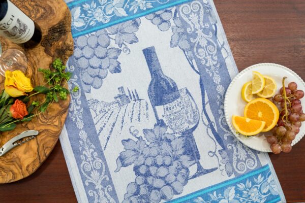 Wine Crystal Arrow Jacquard Tea Towel Blue