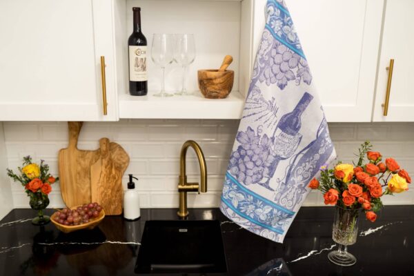 Wine Crystal Arrow Jacquard Tea Towel Blue