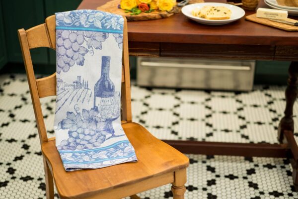 Wine Crystal Arrow Jacquard Tea Towel Blue