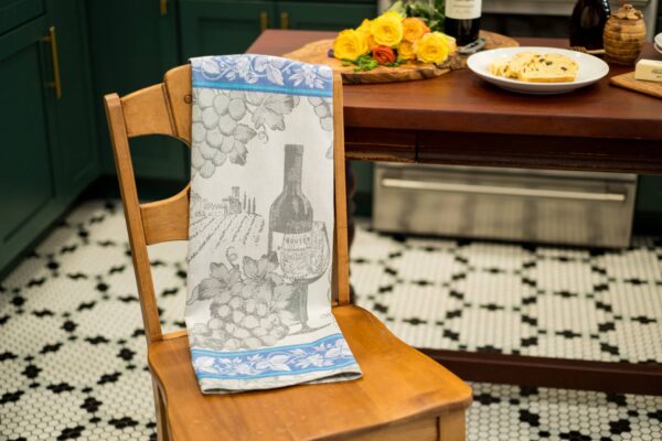 Wine Crystal Arrow Jacquard Tea Towel Gray Blue