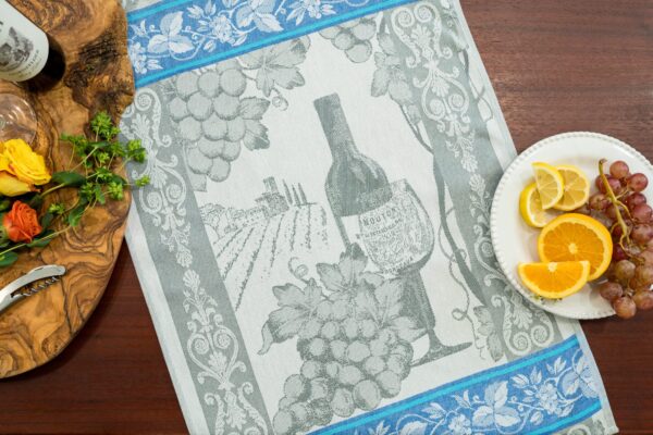 Wine Crystal Arrow Jacquard Tea Towel Gray Blue