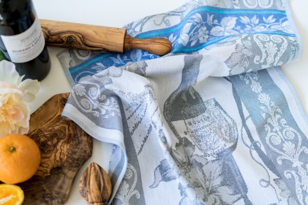 Wine Crystal Arrow Jacquard Tea Towel Gray Blue