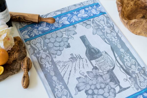 Wine Crystal Arrow Jacquard Tea Towel Gray Blue