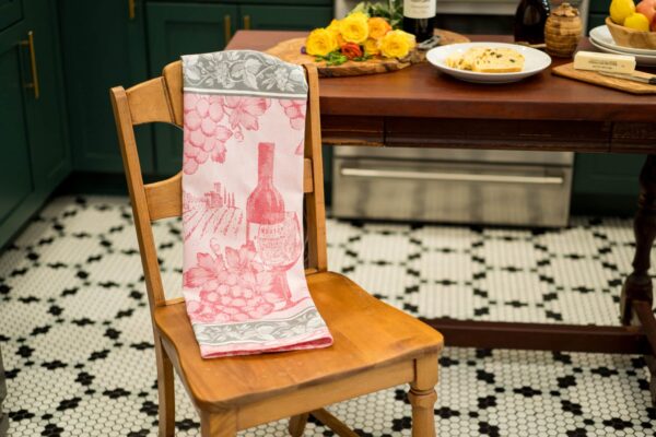 Wine Crystal Arrow Jacquard Tea Towel Red