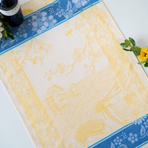 Bees jacquard woven tea towel yellow