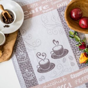 Coffee jacquard woven tea towel