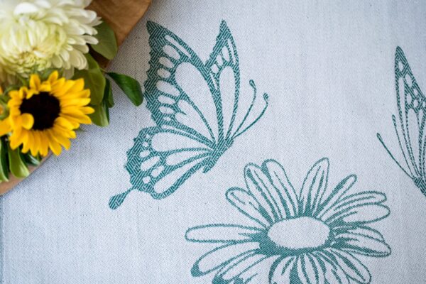 Daisy jacquard woven tea towel Green