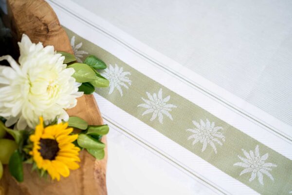 Edelweiss Side jacquard woven tea towel Green