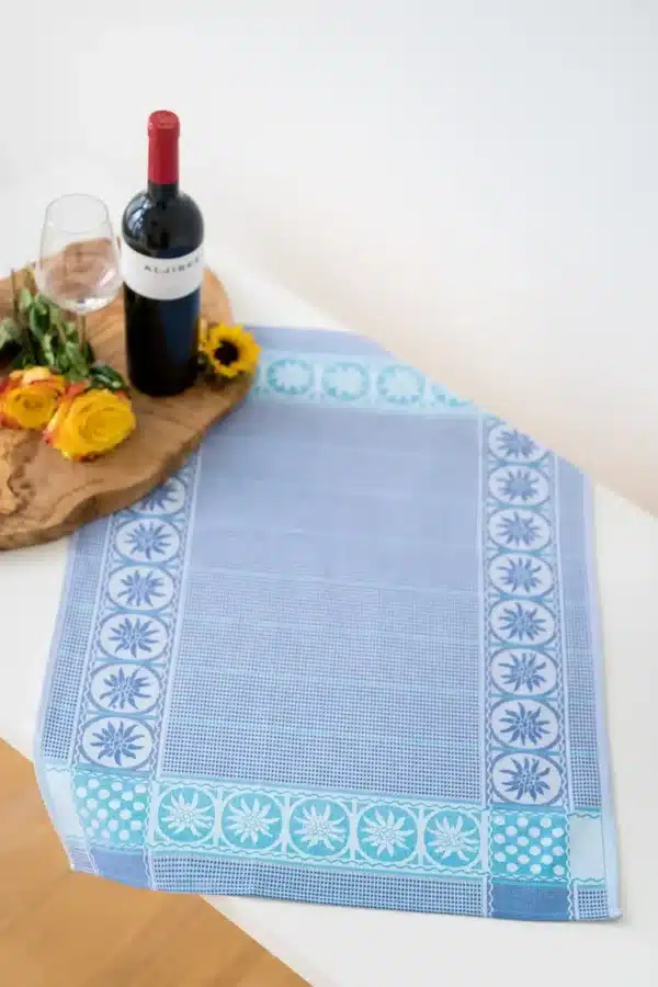 Jacquard Woven Cotton Tea Towel Blue