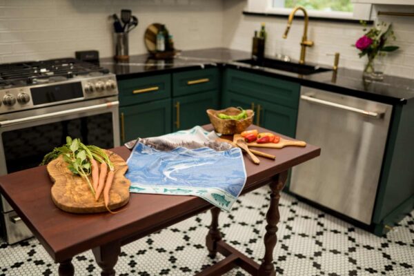 Fishing jacquard woven tea towel