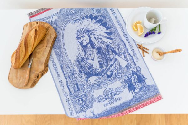 Indian Jacquard woven tea towel Blue