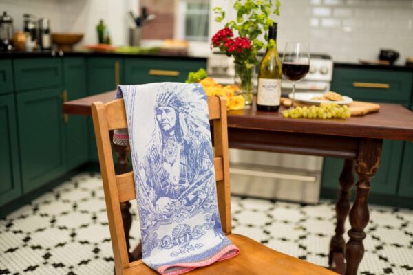 Indian Jacquard woven tea towel Blue