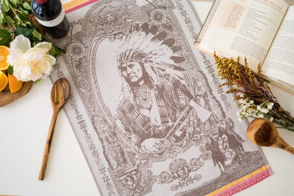 Indian Jacquard woven tea towel Brown