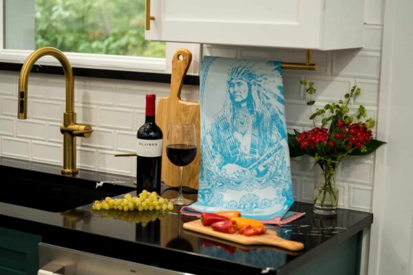 Indian Jacquard woven tea towel Turquoise