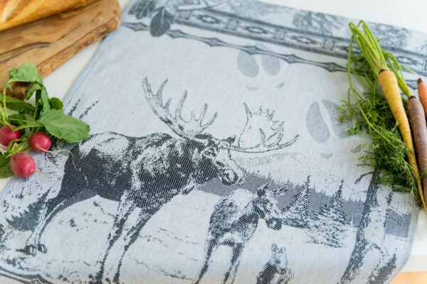 Moose Jacquard woven tea towel - Black