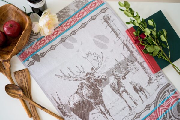 Moose Jacquard woven tea towel