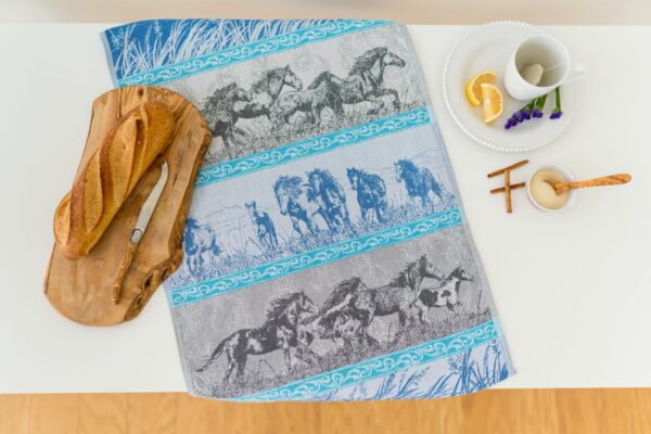 Mustang Stampede Jacquard woven tea towel