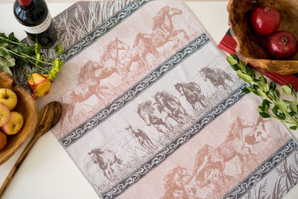 Mustang Stampede Jacquard woven tea towel