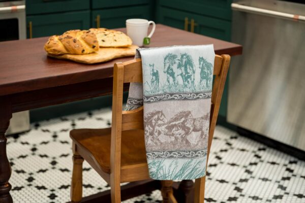 Mustang Stampede Jacquard woven tea towel