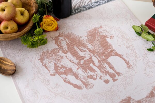 Mustang Trio Jacquard woven tea towel - Brown