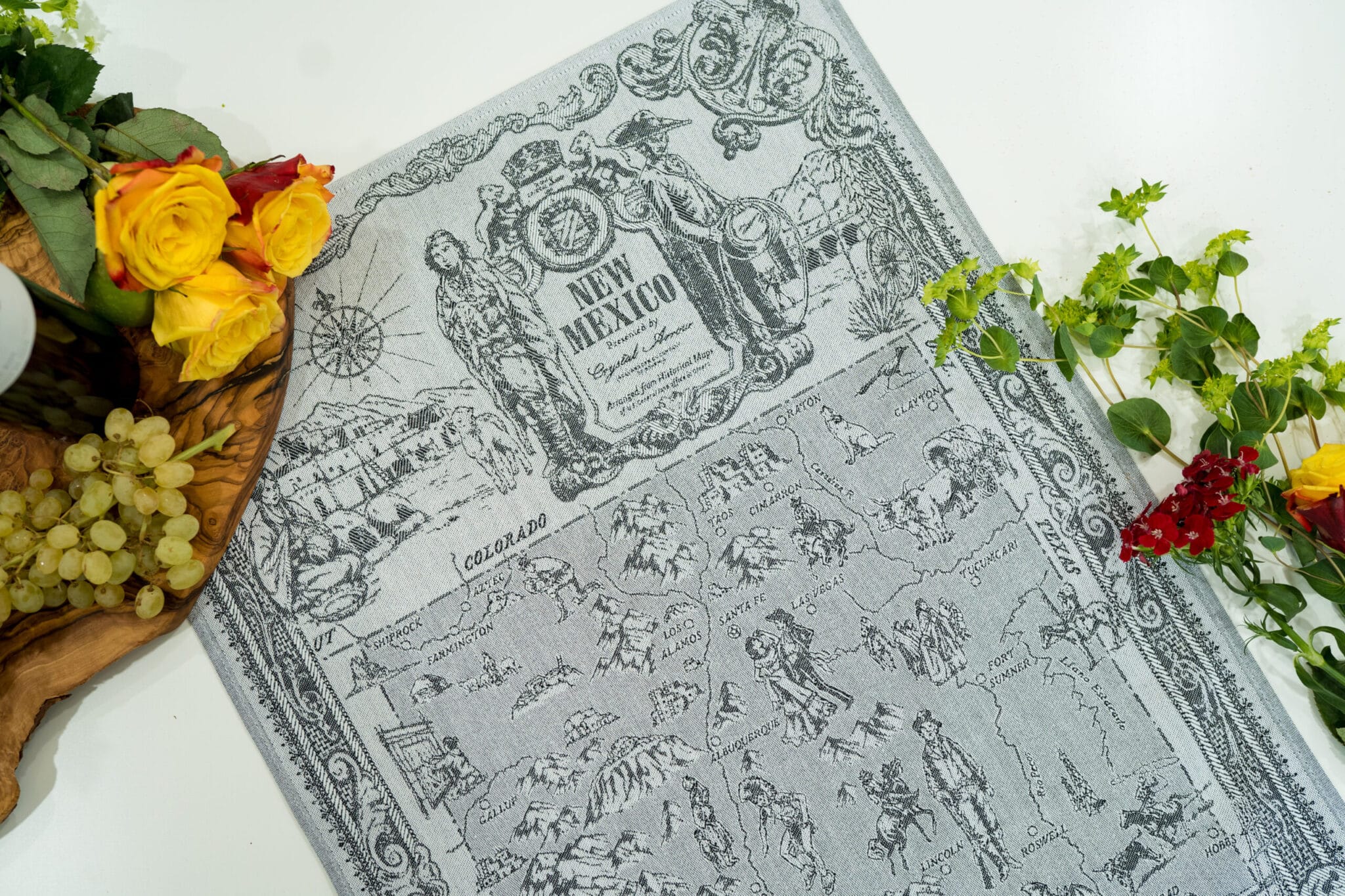 New Mexico State Map Jacquard Woven Tea Towel Pictorial NM Map