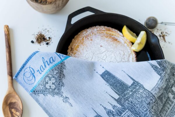 Prague Castle Jacquard woven tea towel - Black