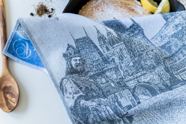 Prague Castle Jacquard woven tea towel - Black