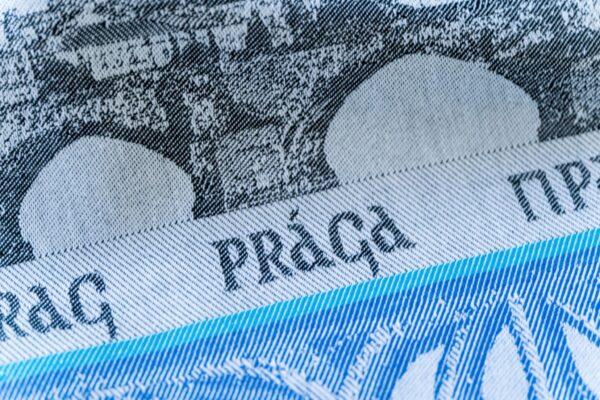 Prague Castle Jacquard woven tea towel - Black