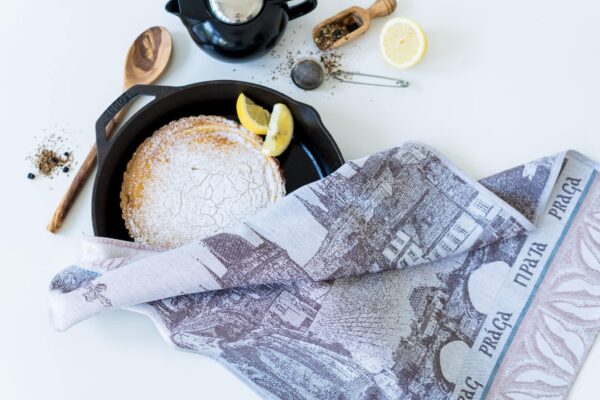 Prague Castle Jacquard woven tea towel - Brown